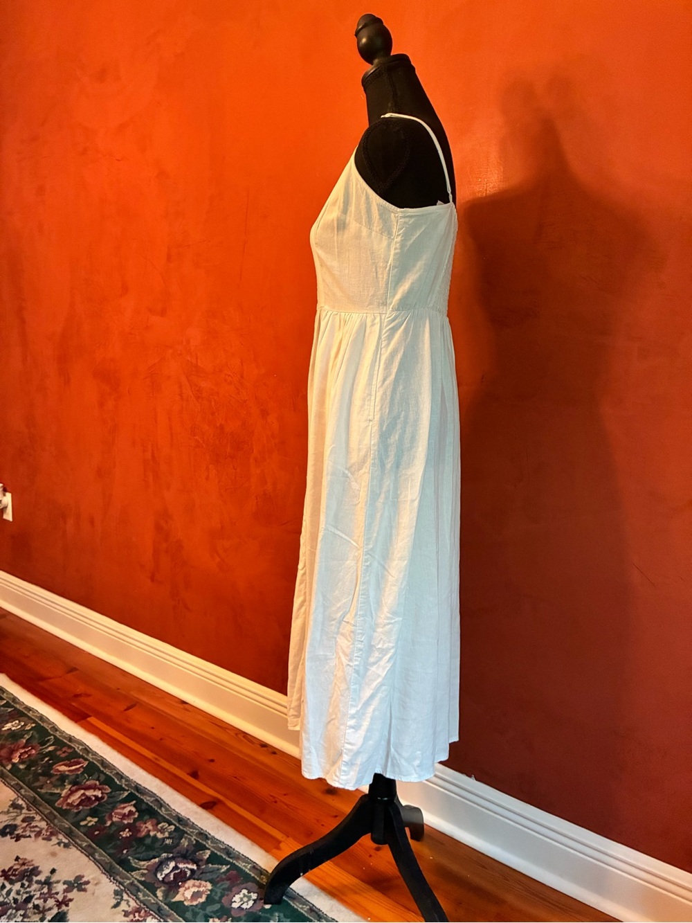 A New Day Women's Linen Blend Button-Front Maxi Dress with Spaghetti Straps Sz S - Picture 4 of 13